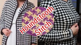 كروشيههاوندزتوثكروشيه تونسيTunisian Crochet houndstooth stitch [upl. by Anne-Corinne]