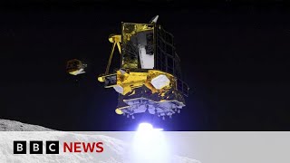 Japan lands on Moon but glitch threatens mission  BBC News [upl. by Brandenburg]