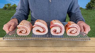 How to smoke Pork Belly Cinnamon Rolls on the BBQ [upl. by Nniuq889]