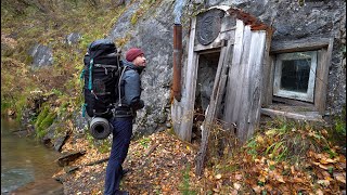 A hut in the rock A man spends the night in a cave with amenities ASMR Solo [upl. by Meirrak194]