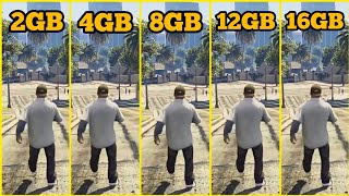 GTA 5 RAM COMPARISON 2GB VS 4GB VS 8GB VS 12GB VS 16GB [upl. by Leonid]