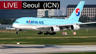 Live Seoul Incheon airport Lufthansa 747 Korean AirAsiana A380 to LAX Crosswind landings stormy day [upl. by Fleisher]