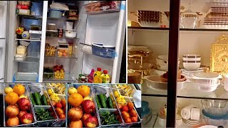 My New Double door Fridge tour organise kia New fridge ki kia price hy  Crockery units mn Bartan [upl. by Feld]