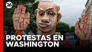 EEUU  Protestas en Washington contra la visita de Netanyahu [upl. by Yevol]