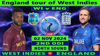 West Indies vs England  WI vs ENG  2nd ODI of England tour of West Indies 2024  Cricket Info Live [upl. by Nidia]