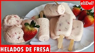 CÓMO HACER HELADOS DE FRESA CON CREMA🍓 [upl. by Niawat]