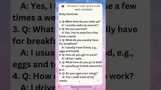 Daily Use Questions and Answers  Common English for Daily Routines [upl. by Klapp19]