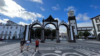 Walk in Ponta Delgada on a sunny Sunday Afternoon Sao Miguel Azores Portugal  30062024 IRL [upl. by Aimahc]