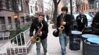 Dueling Saxophones perfect NYC street music [upl. by Cowen293]