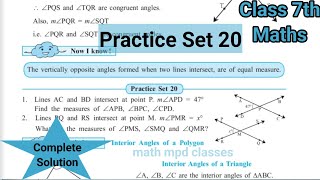 Practice Set 20 Class 7th Maths  L 4 Angles and Pairs of Angles  Maharashtra State board [upl. by Kate]