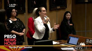 WATCH Arizona lawmaker announces from state Senate floor plan to terminate nonviable pregnancy [upl. by Doughman269]