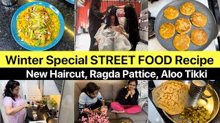 Lipsmacking Winter Special STREETFOOD Recipe  Got New Haircut  Ragda Pattice Aloo Tikki Chaat [upl. by Dolph14]