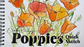 California Poppies Quick Sketch Watercolor Paint Along with Cindy Briggs [upl. by Nomad690]