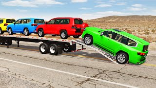 Flatbed Truck Mcqueen  Transportation with Truck  Pothole vs Car 194  BeamNGDrive [upl. by Wolfy]