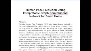 Human Pose Prediction Using Interpretable Graph Convolutional Network for Smart Home [upl. by Myrna421]