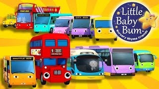 Bus Song  Ten Little Buses  Nursery Rhymes for Babies by LittleBabyBum  ABCs and 123s [upl. by Ronal]