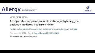 An injectable excipient prevents antipolyethylene glycol antibodymediated hypersensitivity [upl. by Lichtenfeld]