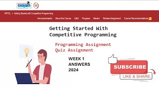 NPTEL Getting Started with Competitive Programming Week 1 Programming Assignment Quiz Solution 2024 [upl. by Cornie]