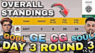 BMPS POINTS TABLE  DAY 3 ROUND 3  OVERALL STANDINGS  BMPS LIVE TOURNAMENT  SOUL GODLIKE CG GC TX [upl. by Oicnevuj]