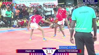 GRAND FINALFAKCB vs RADAN THEVARAMMELASOKKANATHAPURAM MENS KABADDI TOURNAMENTTHENI DT [upl. by Aisyram242]