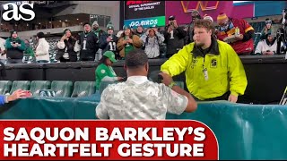 EMOTIONAL MOMENT SAQUON BARKLEY moves young EAGLES fan to TEARS with HEARTFELT GESTURE [upl. by Chien]