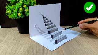 Sorprende con estos Dibujos 3D 🔥 Como Dibujar ESCALERAS en 3D  Dibujos para Principiantes [upl. by Anahtor]