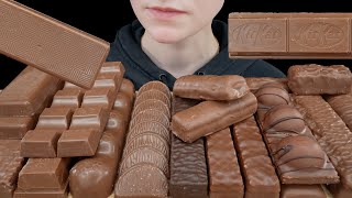 ASMR Chocolate Candy Bars Cadbury Ferrero Milka Kinder Snickers Twix  Dessert Eating Sounds [upl. by Churchill135]