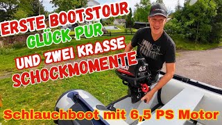 ERSTE BOOTSTOUR😍Zwei Schockmomente und Glück pur😃 TEST Schlauchboot mit 65 PS Hangkai Motor VLOG160 [upl. by Jackqueline]