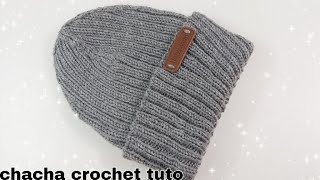 Tuto bonnet homme au tricot avec Aiguille circulaire [upl. by Eniamahs]