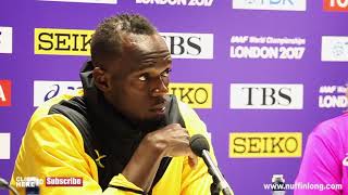 USAIN BOLT SAYS DRUG CHEATS SHOULD GET BANNED FOR LIFE IN HIS FINAL PRESS CONFERENCE [upl. by Suhcnip]