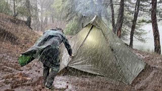 Caught in a Heavy Rain and Rainstorm  Camping With Thunder Storm  ASMR [upl. by Onairam]