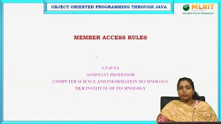 LEC14 Object Oriented Programming Using Java  Member Access rules by Mrs S Navya [upl. by Htbazile956]