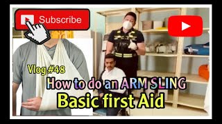 basicfirstaid armsling youtube How to do an ARM SLING using a Triangular Bandage [upl. by Hillie]