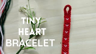 Tiny Heart Bracelet Tutorial ♡ beginner valentines day bracelet [upl. by Elleirol]