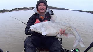 Kayak Catfishing In The Winter [upl. by Cirri]