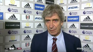 quotWest Ham are playing like a toplevel sidequot Pellegrini speaks after fourth win in a row vs Fulham [upl. by Aydin931]