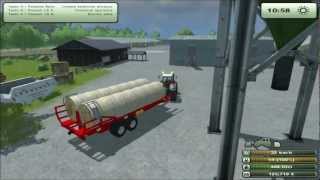 Farming simulator 2013 carico e trasporto balle paglia e produzione biogas new map [upl. by Kerek670]