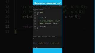 Inequality Operators in clanguage codinginc coding cprogramming programming cdevelopment [upl. by Elem]