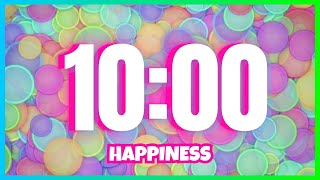 10 Minute Timer With Happy Music  Classroom  Rainbow  Alarm [upl. by Amsa8]