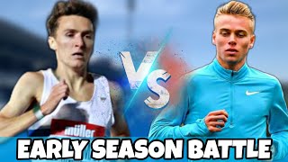 Jake Wightman vs Stewart McSweyn in Melbourne  Track And Field 2024 [upl. by Adirahs]