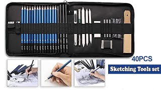 Sketching Tools  40 Pcs Professional Sketching Tools set  Useful Art Supplies [upl. by Nnaeiluj]