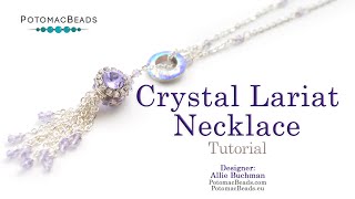 Crystal Lariat Necklace  DIY Jewelry Making Tutorial by PotomacBeads [upl. by Atiuqihs]