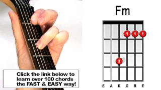 How to play Fm Guitar Chord  Beginners Acoustic Electric Lesson [upl. by Gauntlett]