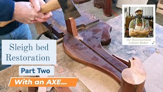 Sleigh bed restoration Part 2 Cutting down the Foot board  repairs amp reassembly [upl. by Diraj]