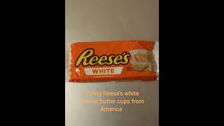 Trying Reeses white peanut butter cups from America 🇺🇸 reeses sweets peanut chocolate dessert [upl. by Bixby]