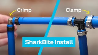 How to Install SharkBite PEX Crimp and Clamp Fittings [upl. by Ayot]