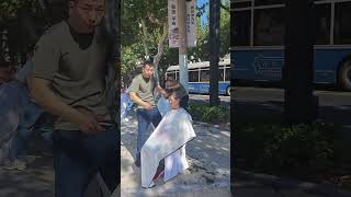 Traditional curbside barbers Shanghai [upl. by Sherborne]