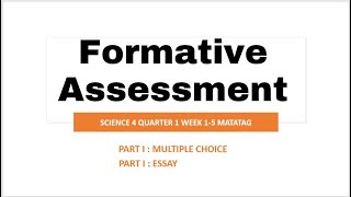 Formative Assessment Quarter 1 Week 1 5 MATATAG [upl. by Aicercul]