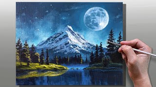 How to Paint Moonlight Landscape  StepbyStep Acrylic Painting  Correa Art [upl. by Daphna]