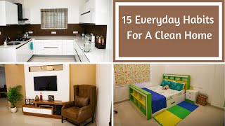 15 Everyday Habits For A Clean Home  Tips For Keeping Home Clean [upl. by Alusru]